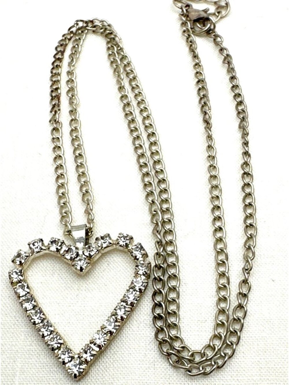 Y2k Heart Pendant Necklace Rhinestones Soft Girl Romantic Minimalist Coquette